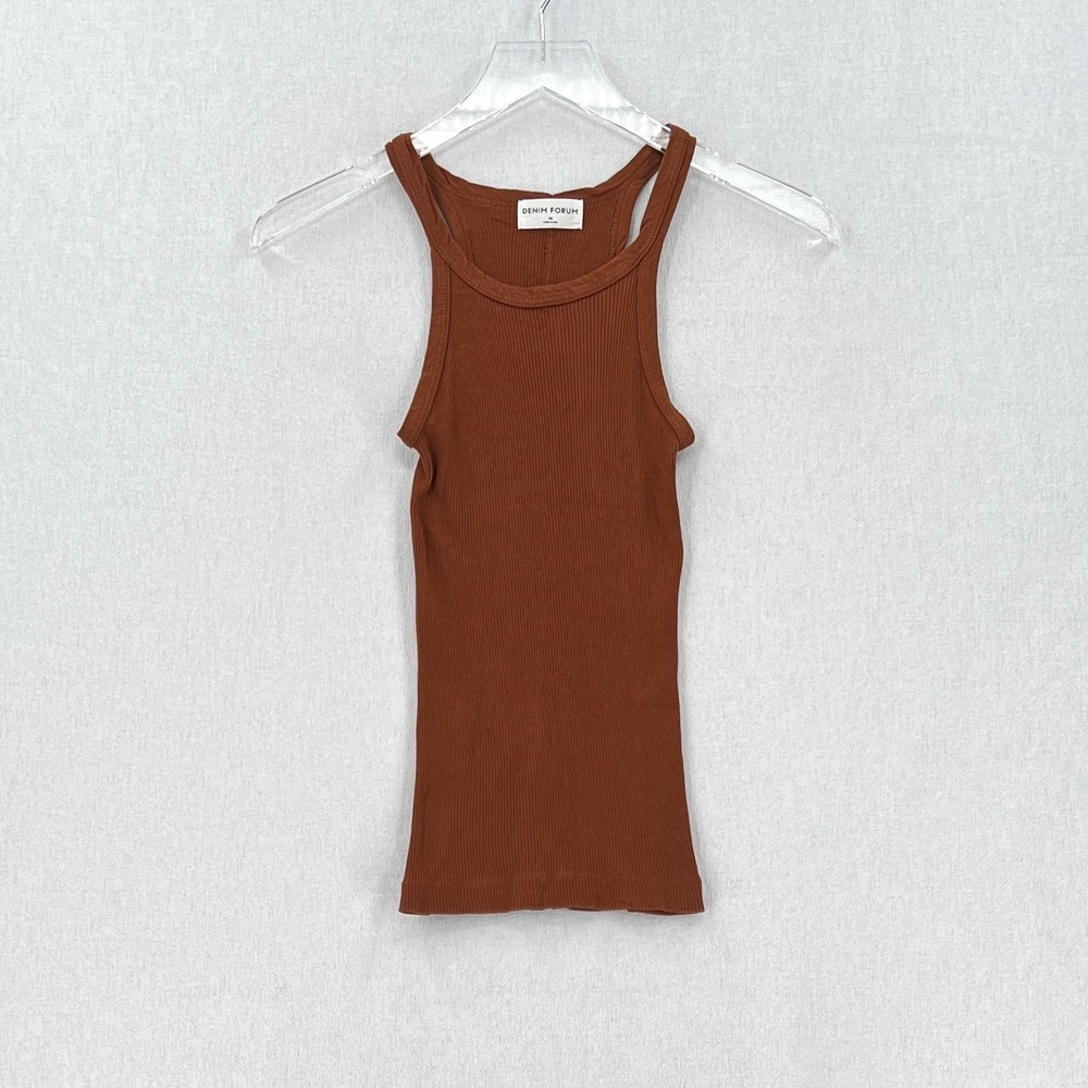 ARITZIA DENIM FORUM The Jane Rib Tank Top Womens XS Brown Sleeveless Ribbed Knit
